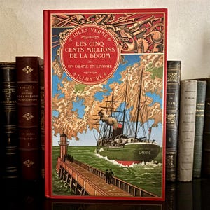 Libro antiguo en francés "Les Cinq Cents Millions de la Begum" (La fortuna de Begum) de Julio Verne, reimpresión de la edición de Hetzel