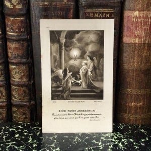 Zeldzaam antiek vroom beeld uit Frankrijk, ECCE PANIS ANGELORUM, the Bread of Angels, uitgegeven door Boumard Fils