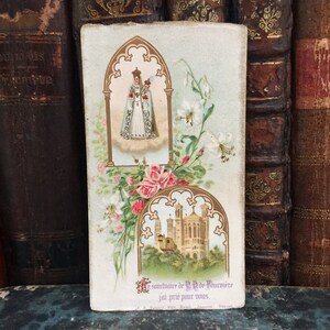 Rare antique pious image from France, NOTRE DAME de FOURVIERES in Lyon, published by J B Talabot around 1900