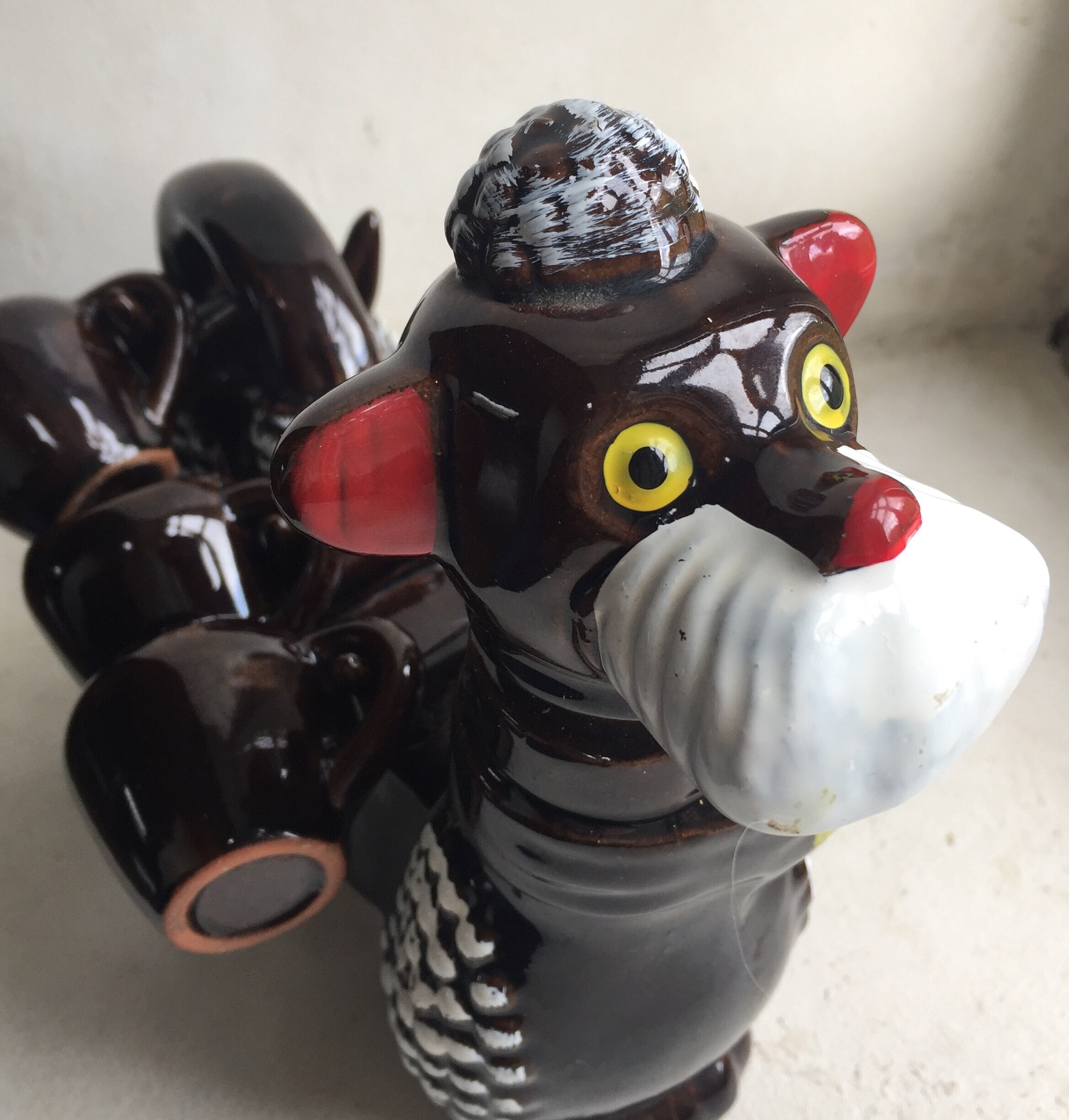 Charming Antique Liquor Set From France, 1950's Brown Poodle