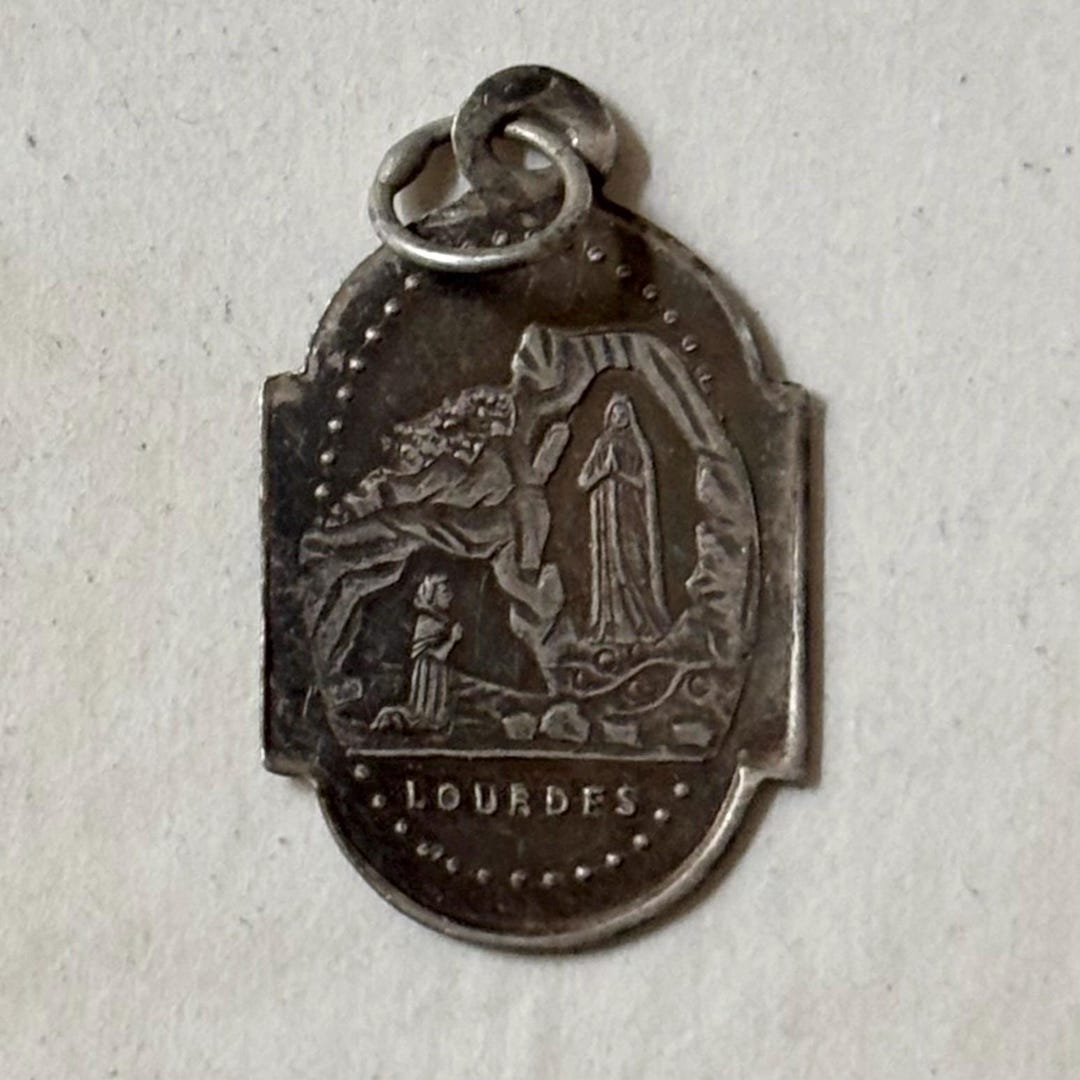 Antique Catholic Pilgrimage Medal From Lourdes, Our Lady of Lourdes and ...