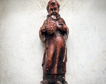 Vintage monk candle made in the 1970's, monk drinking beer candle from France, hand made candle from the 1970s   RefA7