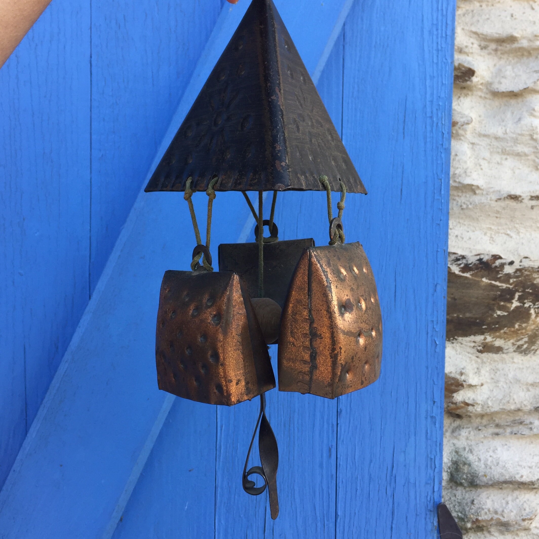 Charming vintage French hammered copper bells wind chime Etsy
