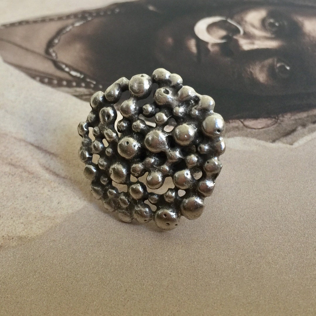 Large Vintage Round Hammered Ethnic Ring, Beautiful Large Antique ...