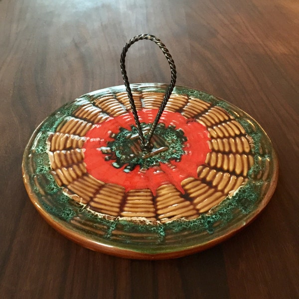 Charming vintage enamed cheese tray handmade in France in Vallauris Provence in the 1970's RefA6