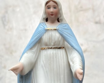 Charming antique Miraculous Virgin Mary made in France in the 1900&#39;s, antique devotion statue in biscuit porcelain