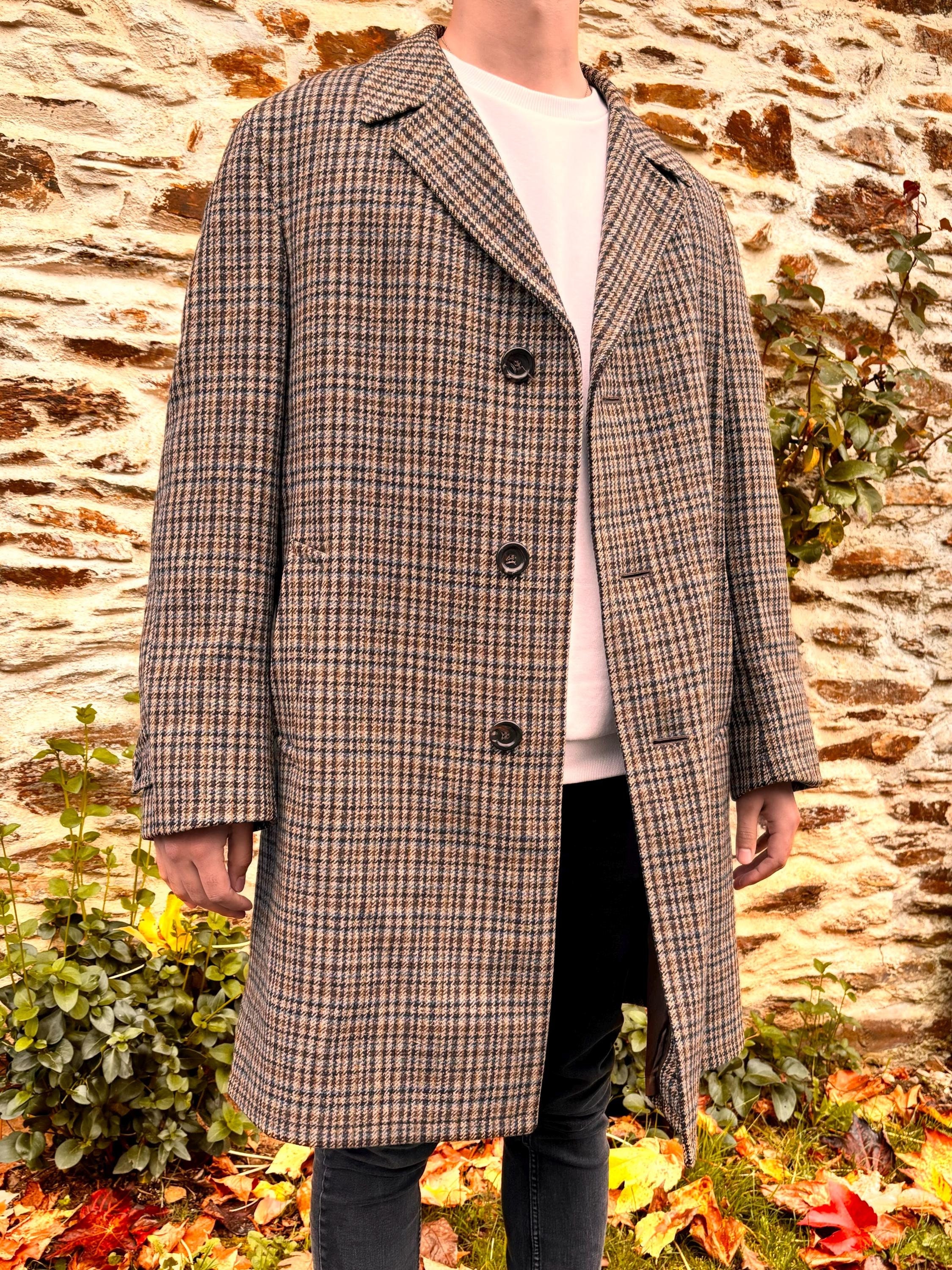 Vintage Wool Coat From France Made in the 1960's, Large Coat