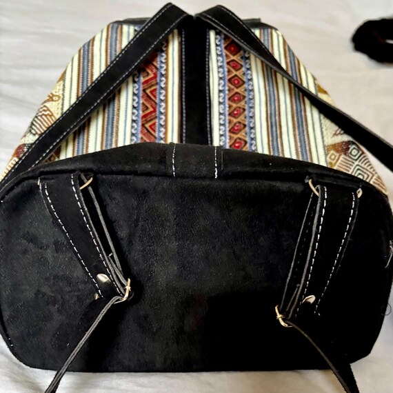Charming Vintage Backpack Handmade in Peru, Peruvian Suede  display picture 3