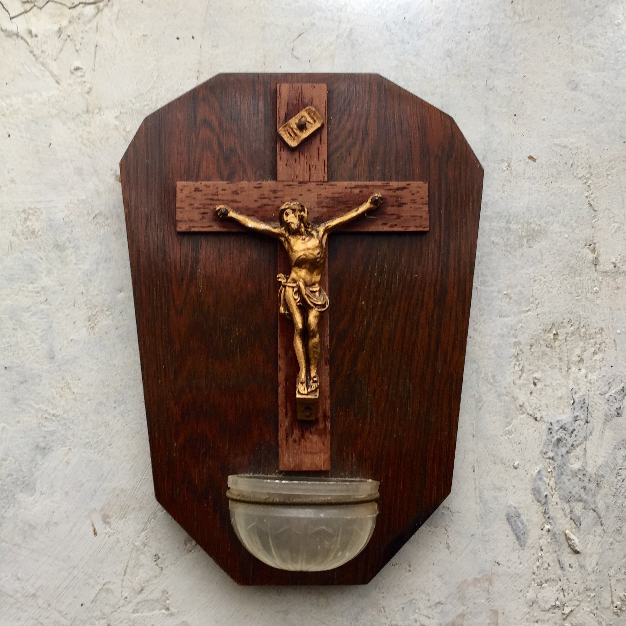 Petite Police Sainte Antique de France, Corpus Christi sur Un Crucifix en Bois Fabriqué à La Main Fr