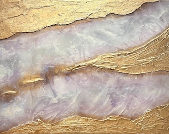 The River's Gilded Journey: Where Resin Meets Sculpture. Painting by Tiffani Buteau