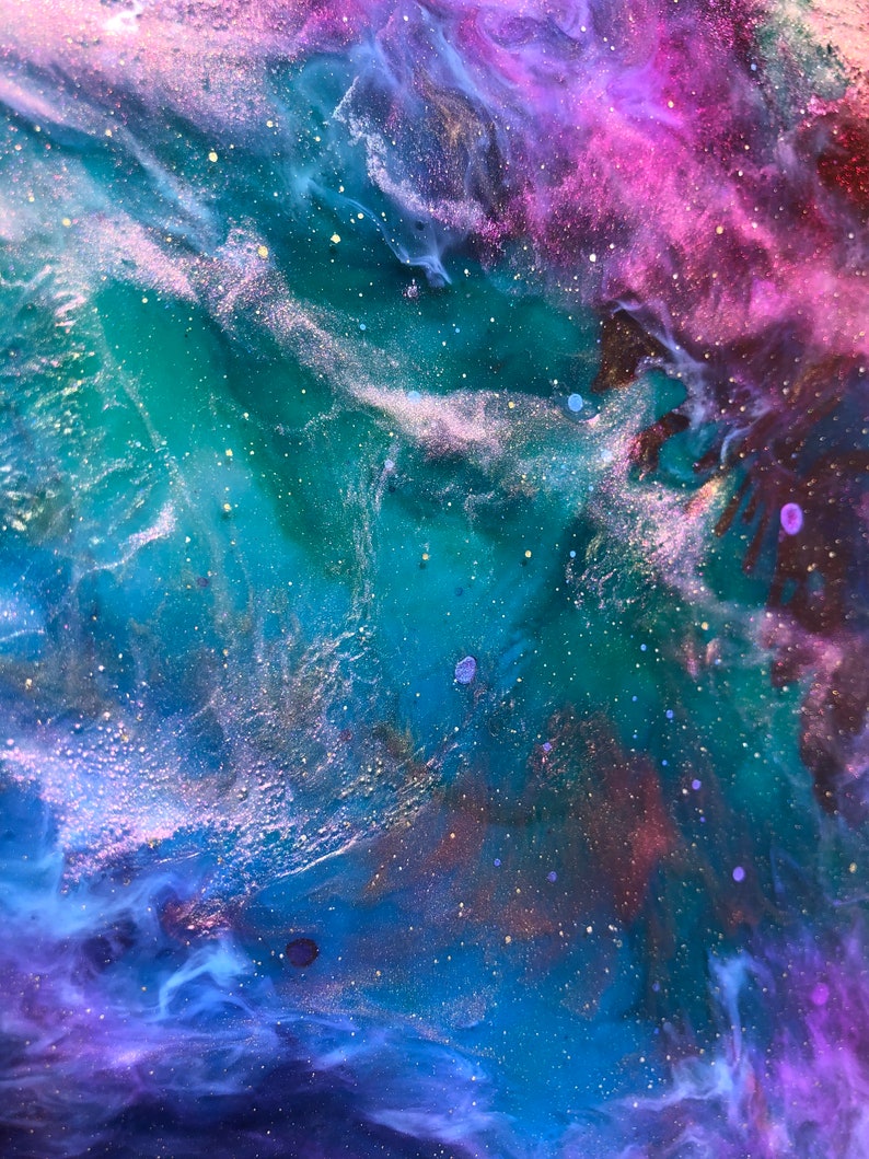 Rosette Nebula Resin Art: Blooming Darkness 11x14 Resin Nebula Painting with Depth & Mystery image 2