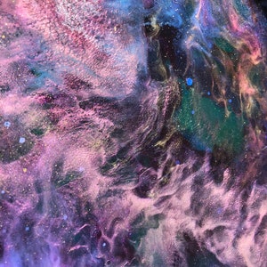 Rosette Nebula Resin Art: Blooming Darkness 11x14 Resin Nebula Painting with Depth & Mystery image 3