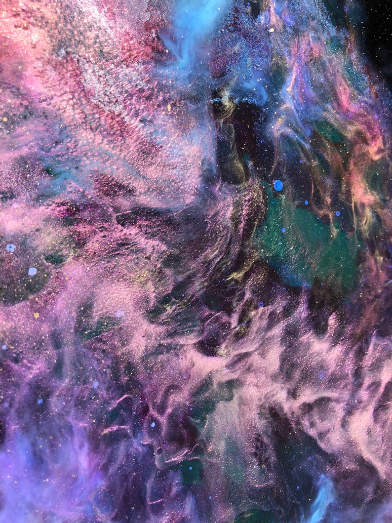 Rosette Nebula Resin Art: Blooming Darkness 11x14 Resin Nebula Painting with Depth & Mystery image 3