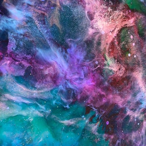 Rosette Nebula Resin Art: Blooming Darkness 11x14 Resin Nebula Painting with Depth & Mystery image 4