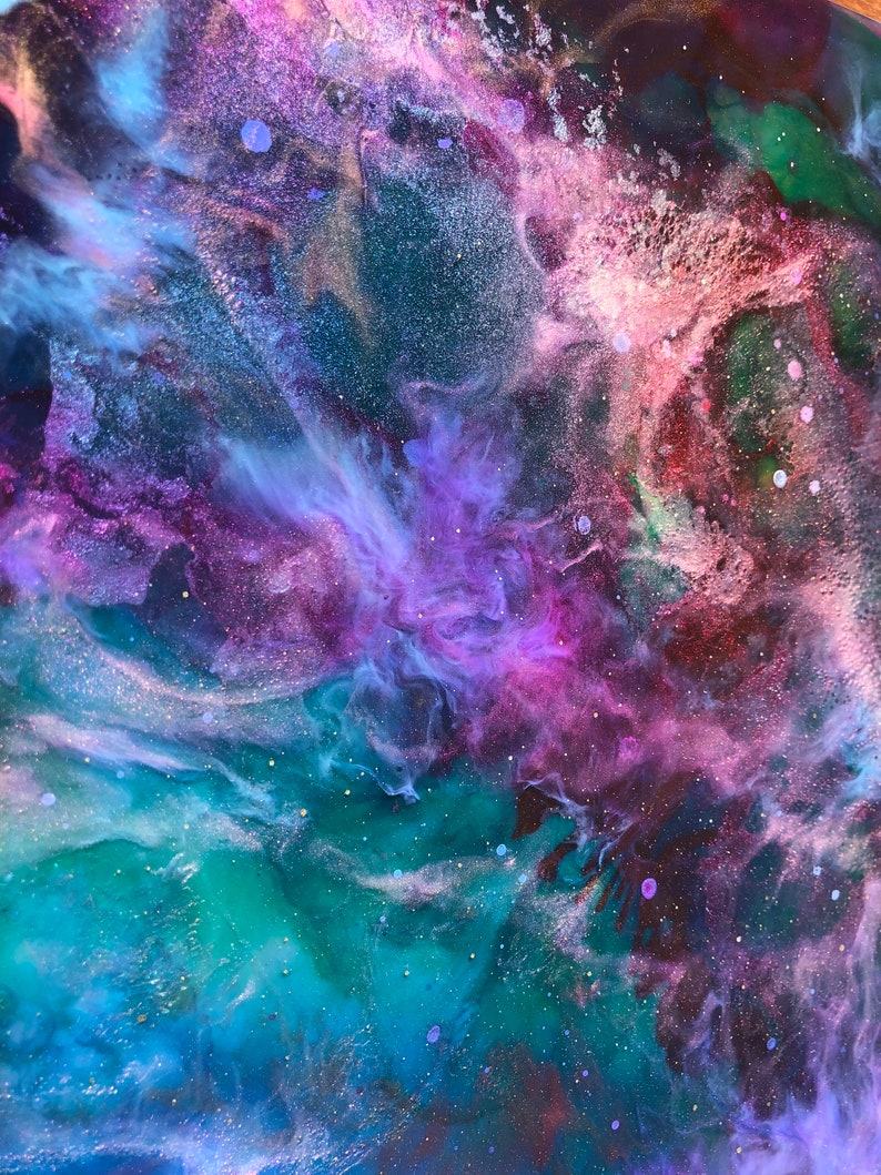 Rosette Nebula Resin Art: Blooming Darkness 11x14 Resin Nebula Painting with Depth & Mystery image 4