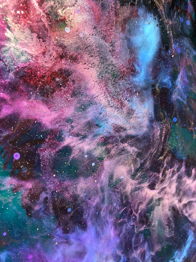 Rosette Nebula Resin Art: Blooming Darkness 11x14 Resin Nebula Painting with Depth & Mystery image 5