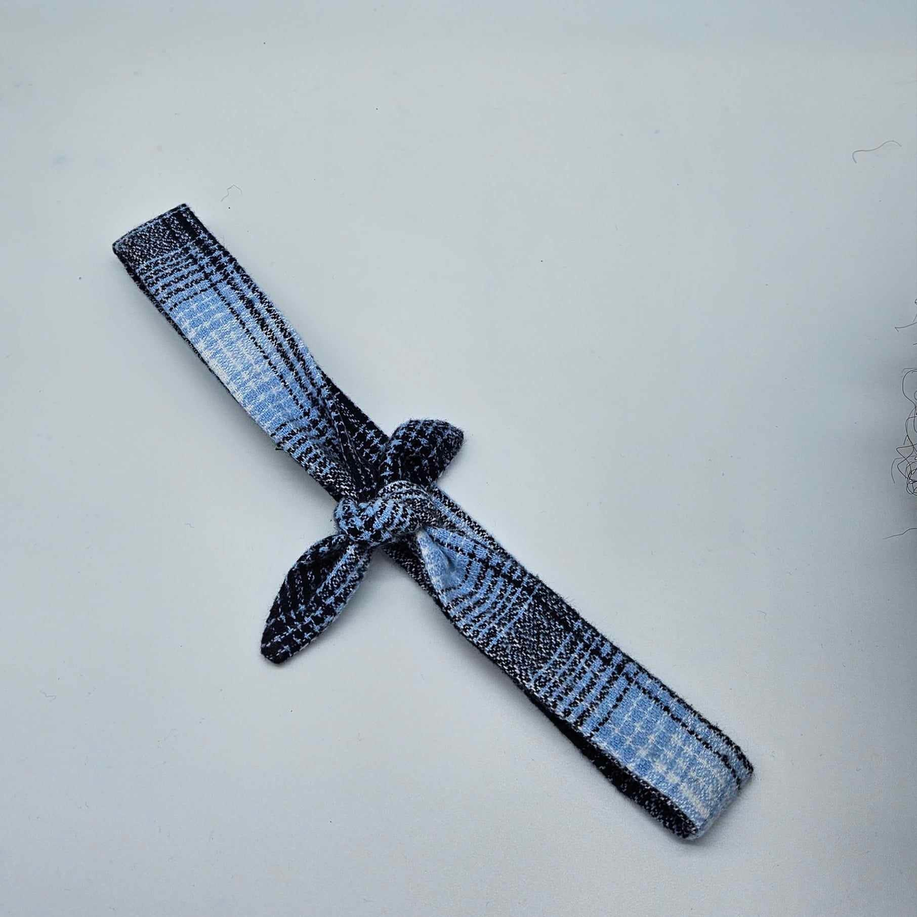 1 inch Wide Flannel Plaid Knotted Headband for Women, Tie Up Headscarf, Ponytail Scarf, Dolly Bow Head Wrap, Purse Scarf, Buffalo Plaid