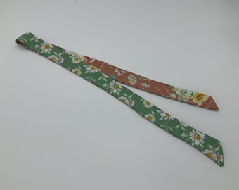 Reversible Floral Tie Headband: Skinny Retro Hair Scarf