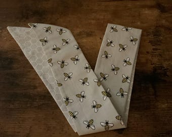 Reversible Floral Tie Headband: Retro Rockabilly Hair Wrap