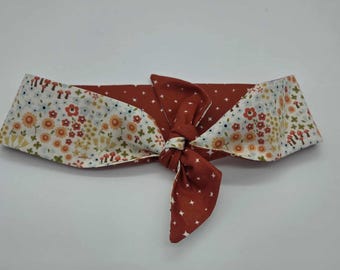 Reversible Floral Tie Headband: Retro Rockabilly Hair Wrap