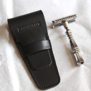 Universal Genuine Leather Case for Safety Razors - DARWIN - Black