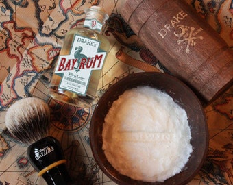 Drake's Bundle 2 - Brush + Bay Rum Shaving Soap + Aftershave - DARWIN - Made in France