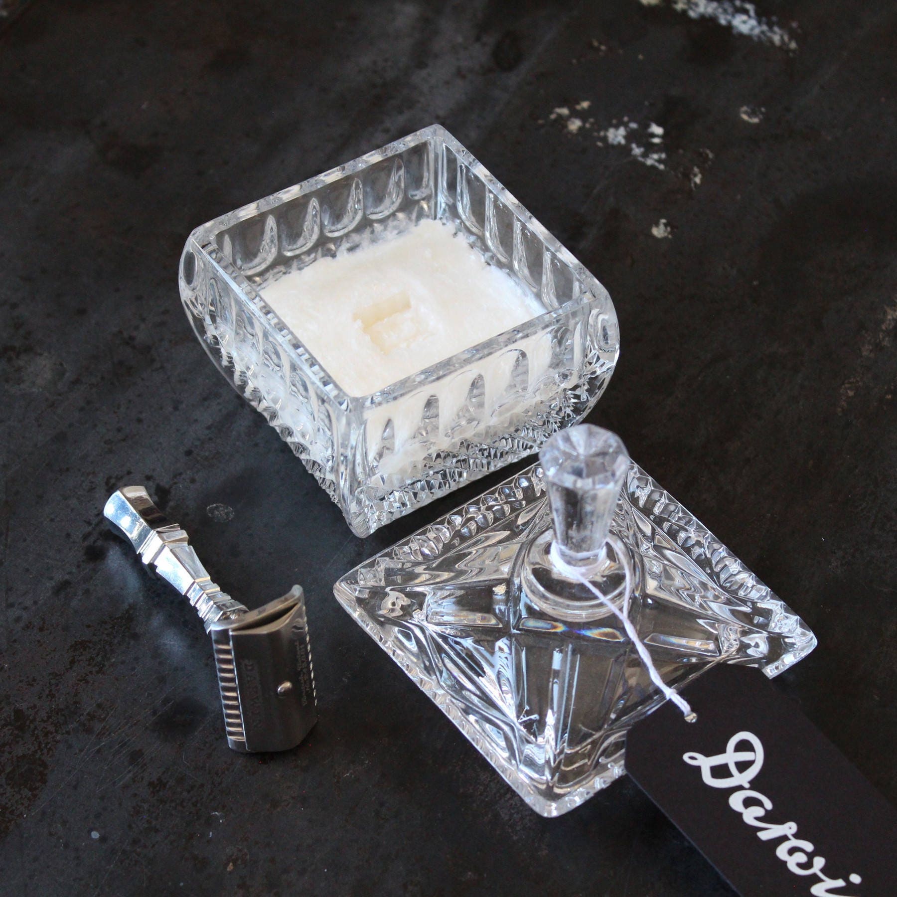 Luxury Shaving Soap Classic Scent in Square Glass bowl DARWIN