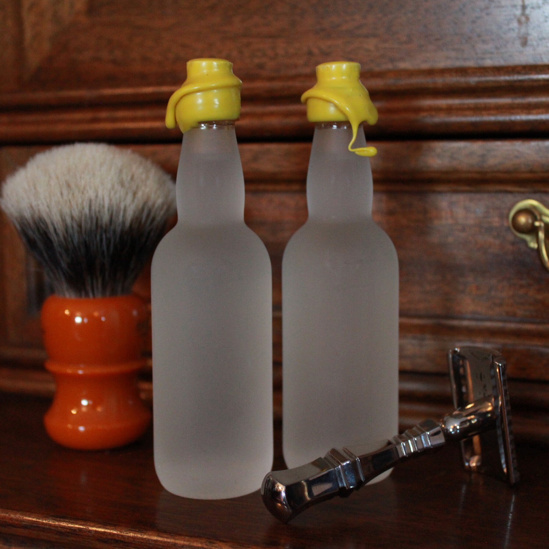 Organic Aftershave Lotion in Vintage Frosted Glass Bottle DARWIN