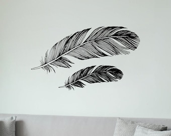 Simple Minimal Illustration FEATHERS Wall Decal Sticker Line Art