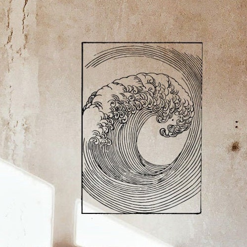 Wave Wall Decal Ocean Sunrise Mural Removable Wall Decals Etsy