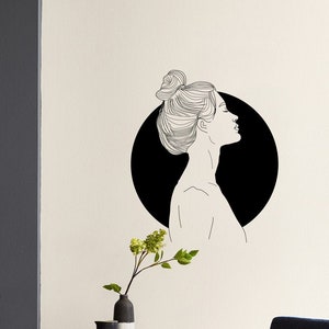 NEGATIVE SPACE Line Drawing Girl Woman Modern Art Removable Wall ...