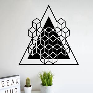 SACRED GEOMETRY Platonic solids Hexahedron Triangle Wall Decal Cube alquimia geometric Line Mandala imagen 1