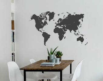 Detaillierte 'WORLD MAP' Wandaufkleber Aufkleber Wohnzimmer Schlafzimmer