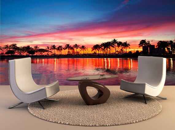 Magical Sunset Hawaii Wall Mural Wall Decal Removable Wall Etsy