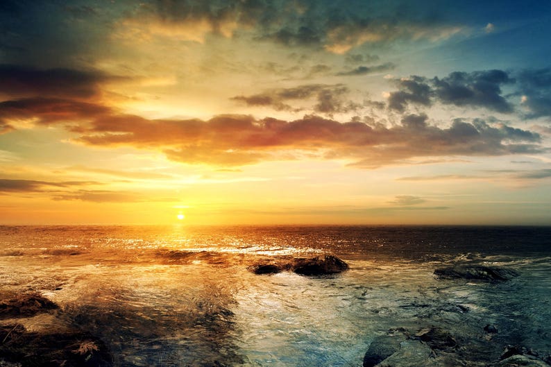 Wall covering Wall Mural Sunset over ocean 3 Wallpaper Wall Decal