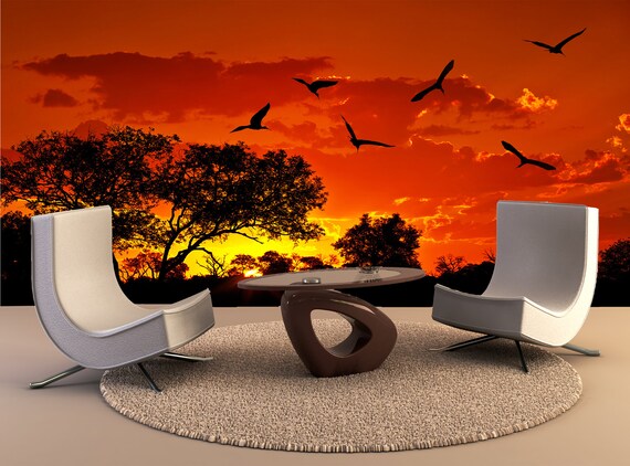 Landscape Of Africa With Warm Sunset Wall Mural Wall Decal Etsy