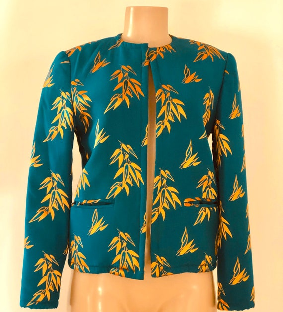 Vintage CHARLOTTE FORD Teal Blue Green Silk & Gold