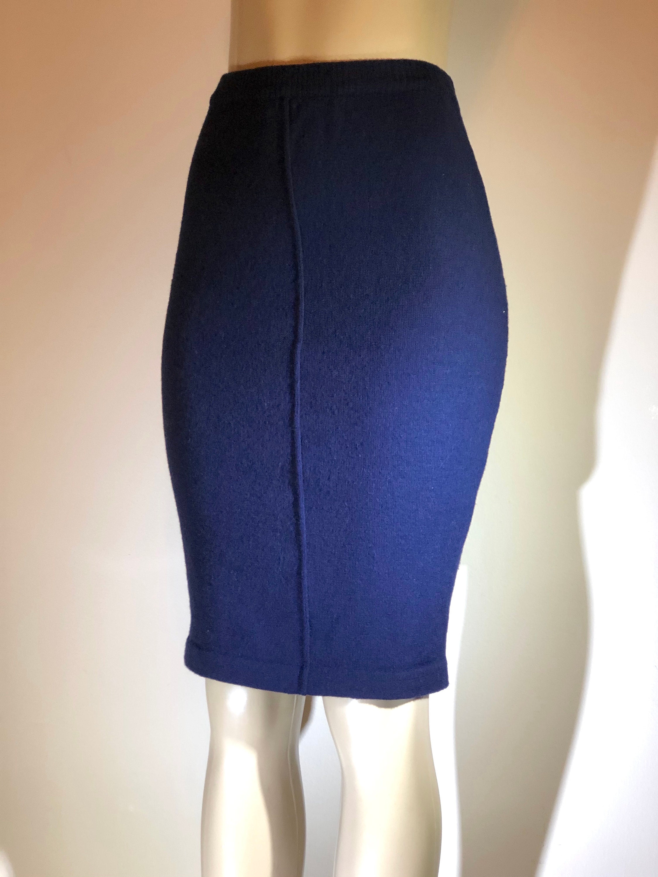 Vintage Couture CHARLES JOURDAN Paris Royal Navy Blue Wool Knit