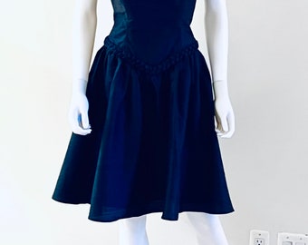 Vintage C2000s  Watters & Watters Navy Royal Blue, Strapless, Formal Party Cocktail Dress, 10