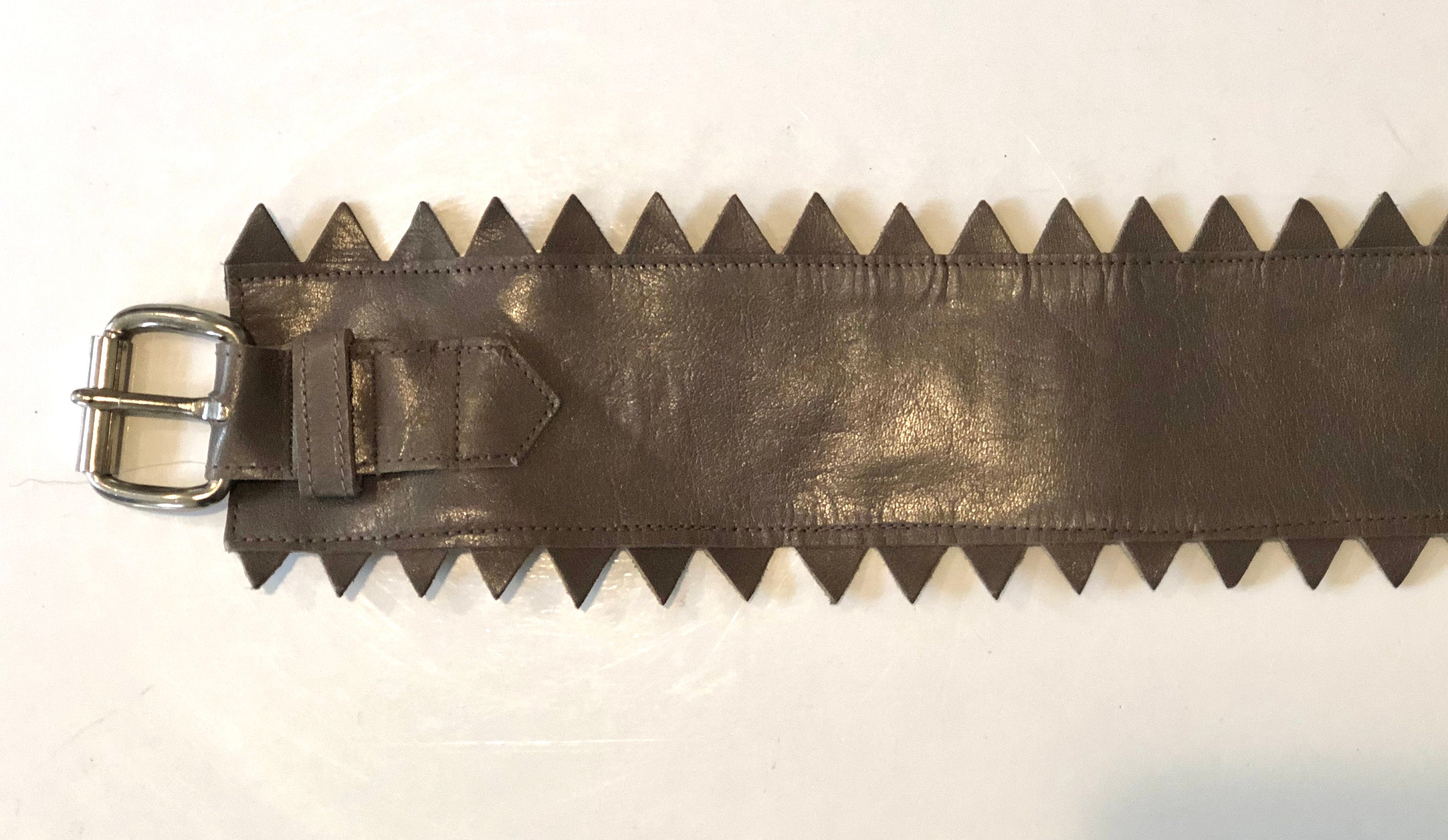 Sandy Duftler Designs Vintage Made in USA Reptile Belt Gray Metallic Buckle L Exceptional Rare SANDY DUFTLER Gray Leather Belt With  main image 2