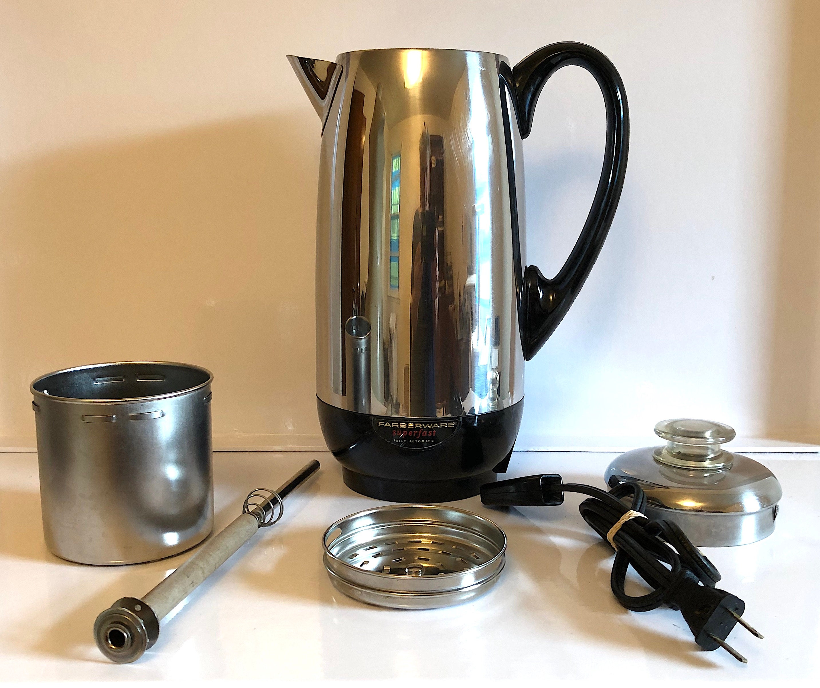 Vintage FARBERWARE 2-12 CUP Superfast Model 142 Electric Coffee Percolator  