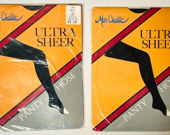 Lot of 4 Vintage C1980s Mar-Chelle Pantyhose, Hosiery, Navy (3) Black (1), Med/Tall