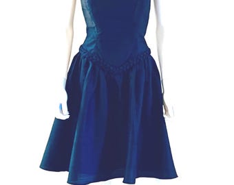 Vintage C2000s  Watters & Watters Navy Royal Blue, Strapless, Formal Party Cocktail Dress, 10