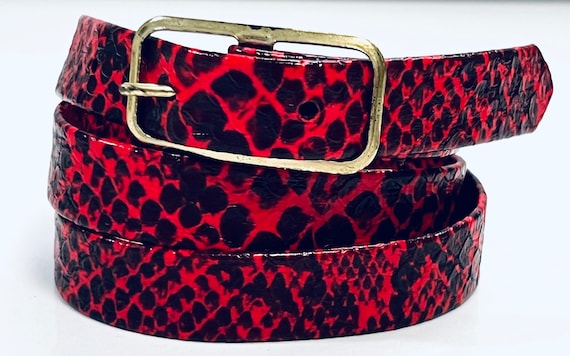 Vintage Snake Skin Leather Red and Black Women\'s Belt Fresco Golf main image 2