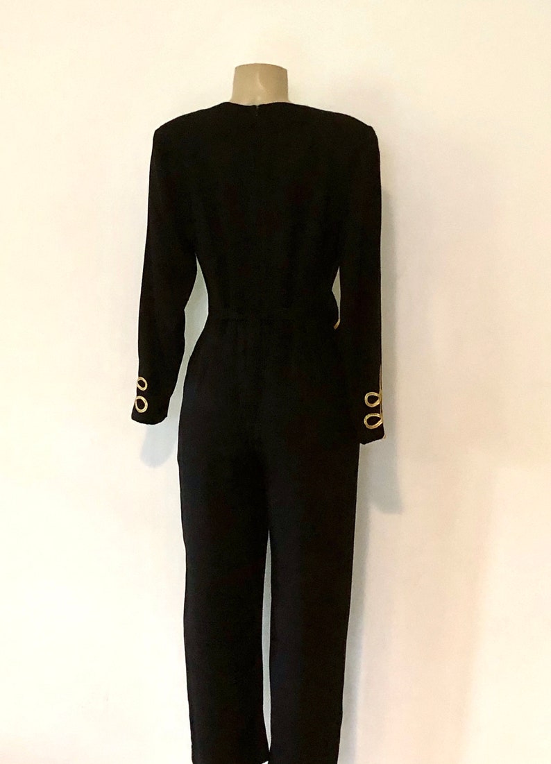 Vintage Designer Military Inspired Black Jumpsuit With Gold Etsy