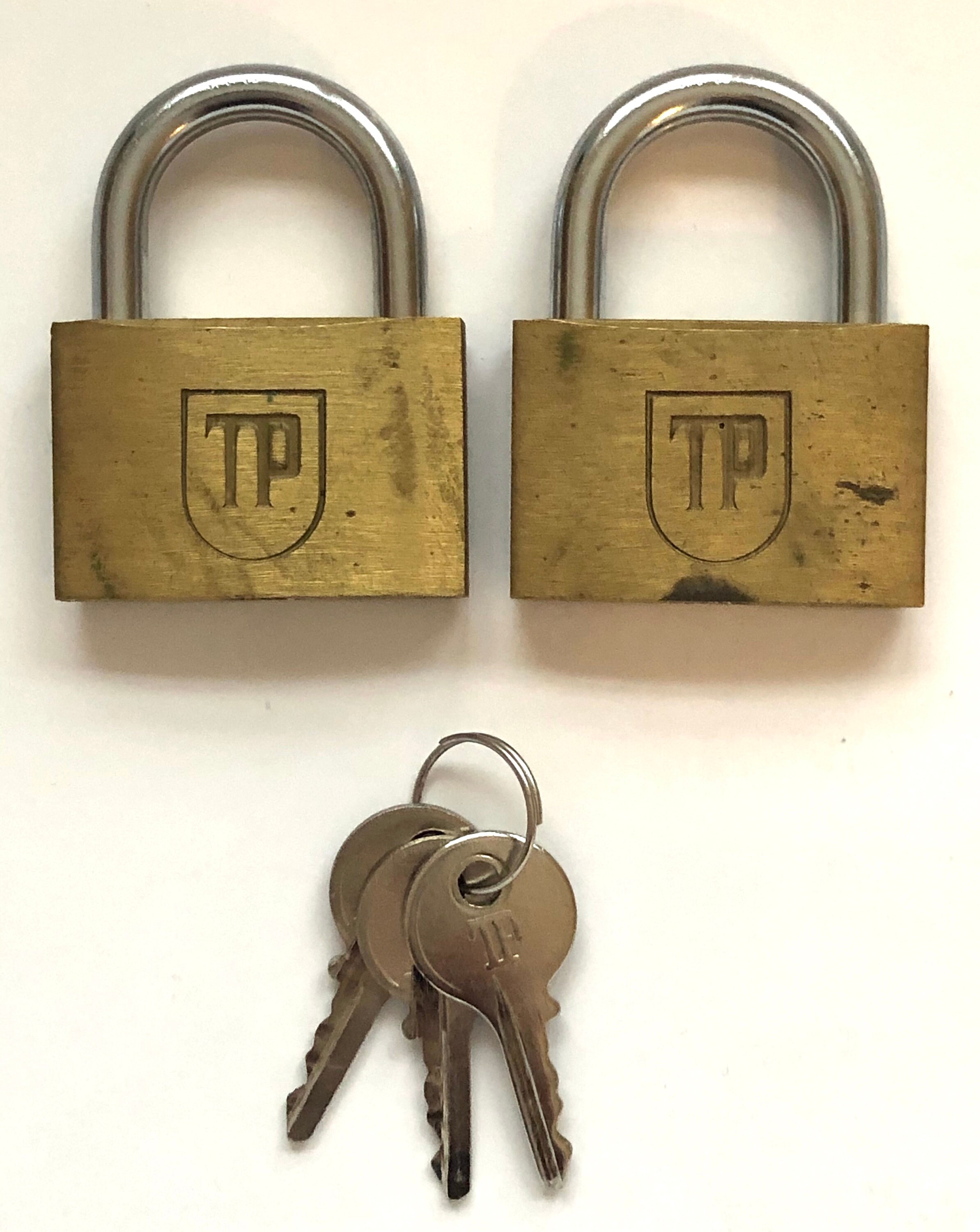 Vintage Pair, Two Solid Brass TP Locks, Padlocks and Keys -  Canada