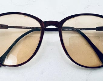 Vintsge C1980s Roberto Elliot Carbonwear 54-19 Dual Prescription Tortoise Eyeglasses