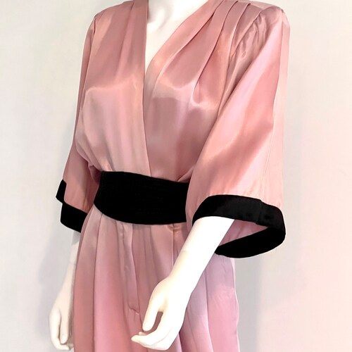 Vintage C1980s Barbara Barbara Mauve Pink & Black 3/4 Sleeve Formal Jumpsuit Romper, shops 11/12