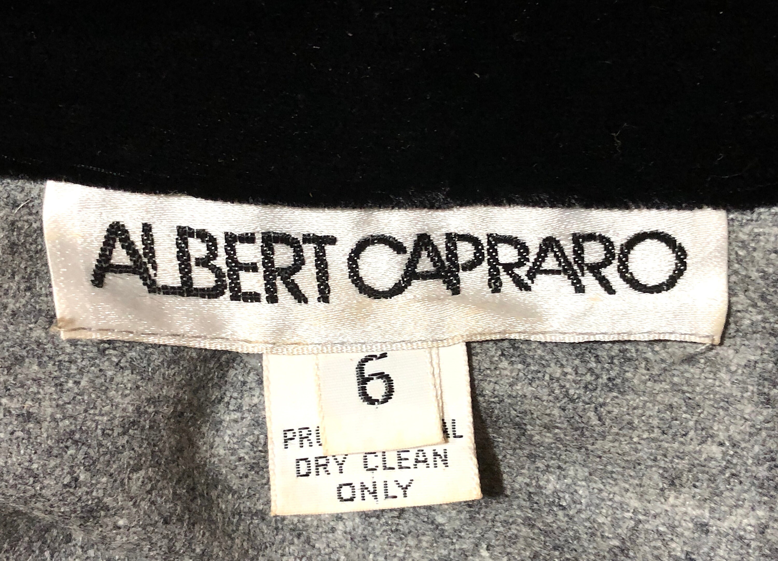 Vintage 1980s Designer Albert Capraro Gray Wool & Black | Etsy