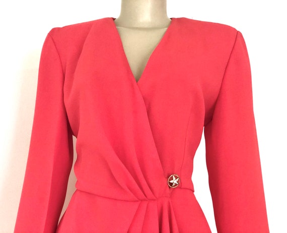 Vintage 1980s Formal Coral Orange Cocktail Dress … - image 5